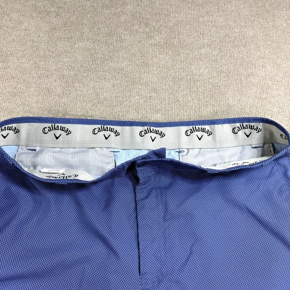 Callaway Mens Blue Geometric Micro Print Golf Shorts Size 40 Performance Stretch